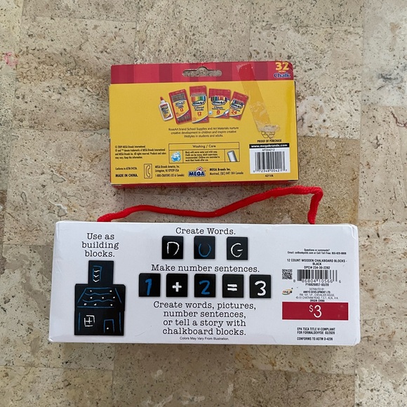 Wooden Chalkboard Blocks and Set of White and Multicolor Chalk - Picture 2 of 5